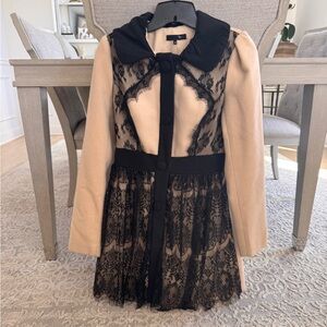 Ryu Anthropology Elegant Black and Cream Lace Dress